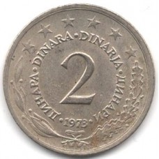 2 динара 1973 Югославия - 2 dinara 1973 Yugoslavia