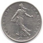 1 франк 1976 Франция - 1 franc 1976 France, из оборота