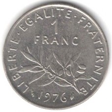 1 франк 1976 Франция - 1 franc 1976 France, из оборота