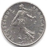 ½ франка 1984 Франция - ½ franc 1984 France, из оборота