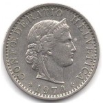 20 раппенов 1974 Швейцария - 20 rappenes 1974 Switzerland, из оборота