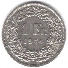 1 франк 1974 Швейцария - 1 francs 1974 Switzerland, из оборота