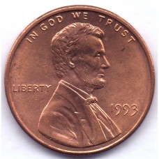 1 цент 1993 США - 1 cent 1993 USA, Без МД