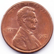 1 цент 1987 США - 1 cent 1987 USA, Без МД