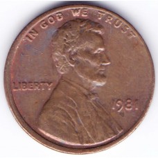 1 цент 1981 США - 1 cent 1981 USA, Без МД