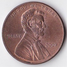 1 цент 2007 США - 1 cent 2007 USA, Без МД