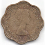 2 цента 1955 Шри-Ланка - 2 cents 1955 Sri Lanka, из оборота