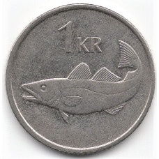 1 крона 1994 Исландия - 1 krona 1994 Island, из оборота