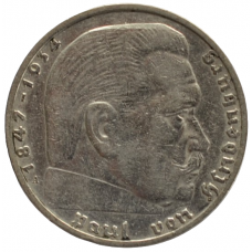 2 рейхсмарки 1937 Германия, А - 2 reichsmarks 1937 Germany, А, из оборота