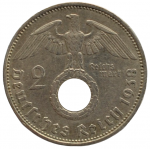 2 рейхсмарки 1938 Германия, А - 2 reichsmarks 1938 Germany, А, из оборота