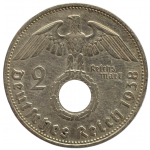 2 рейхсмарки 1938 Германия, В - 2 reichsmarks 1938 Germany, В, из оборота