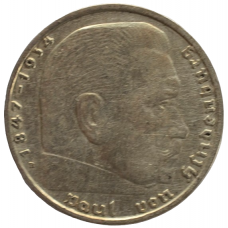 2 рейхсмарки 1938 Германия, В - 2 reichsmarks 1938 Germany, В, из оборота