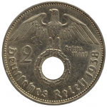 2 рейхсмарки 1938 Германия, Е - 2 reichsmarks 1938 Germany, Е, из оборота