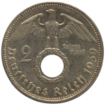 2 рейхсмарки 1939 Германия, А - 2 reichsmarks 1939 Germany, А, из оборота