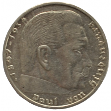 2 рейхсмарки 1939 Германия, А - 2 reichsmarks 1939 Germany, А, из оборота