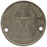 5 рейхсмарок 1934 Германия, D - 5 reichsmarks 1934 Germany, D, из оборота