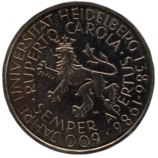 5 mark 1986 Германия ФРГ  - 5 марок 1986 BUNDESREPUBLIK DEUTSCHLAND, 600 лет Гейдельбергскому университету