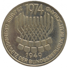 5 mark 1974 Германия ФРГ  - 5 марок 1974 BUNDESREPUBLIK DEUTSCHLAND, 25 лет со дня принятия конституции ФРГ