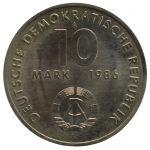 10 марок 1986 Германия ГДР  - 10 mark 1986 DEUTSCHE DEMOKRATISCHE REPUBLIK, 100 лет со дня рождения Эрнста Тельмана