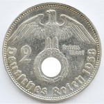 2 рейхсмарки 1938 Германия - 2 reichsmarks 1938 Germany, E, из оборота