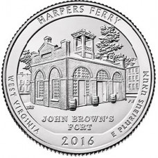 25 центов (квотер) 2016 США Харперс Ферри, D - 25 cents (quarter) 2016 WEST VIRGINIA 2016