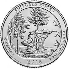 25 центов (квотер) 2018 США Пикчуред Рокс, D - 25 cents (quarter) 2018 MICHIGAN 2018