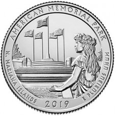 25 центов (квотер) 2019 США Американский мемориальный парк, D - 25 cents (quarter) 2019 N. MARIANA ISLANDS 2019