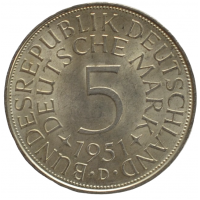 5 mark 1951 D Германия ФРГ  - 5 марок 1971 D BUNDESREPUBLIK DEUTSCHLAND