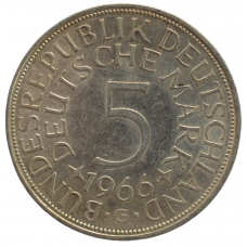 5 mark 1966 G Германия ФРГ  - 5 марок 1966 G BUNDESREPUBLIK DEUTSCHLAND