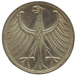 5 mark 1966 G Германия ФРГ  - 5 марок 1966 G BUNDESREPUBLIK DEUTSCHLAND