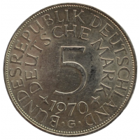 5 mark 1970 G Германия ФРГ  - 5 марок 1970 G BUNDESREPUBLIK DEUTSCHLAND