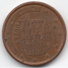 1 евроцент 2006 года Испания - 1 euro cent 2006 Spain, из оборота