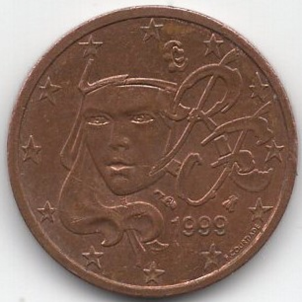 2 евроцента 1999 года Франция - 2 euro cent 1999 France