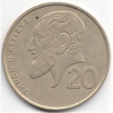 20 центов 1989 Кипр - 20 cents 1989 Cyprus, из оборота