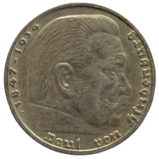 5 рейхсмарок 1938 Германия, D - 5 reichsmarks 1938 Germany, D, из оборота