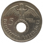 5 рейхсмарок 1938 Германия, A - 5 reichsmarks 1938 Germany, A, из оборота