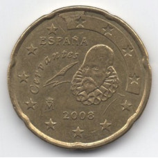 20 евроцентов 2008 Испания - 20 euro cents 2008 Spain, из оборота