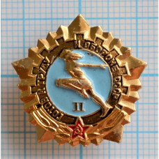 Значок серия "Готов к труду и обороне" 2 степень, Золотистый, СССР