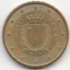 10 евроцентов 2008 года Мальта - 10 euro cents 2008 Malta, из оборота