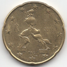 20 евроцентов 2011 года Италия года - 20 euro cents 2011 Italy, из оборота