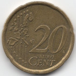 20 евроцентов 1999 года Испания - 20 euro cents 1999 Spain, из оборота