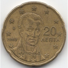 20 евроцентов 2003 года Греция - 20 euro cents 2003 Greece, из оборота