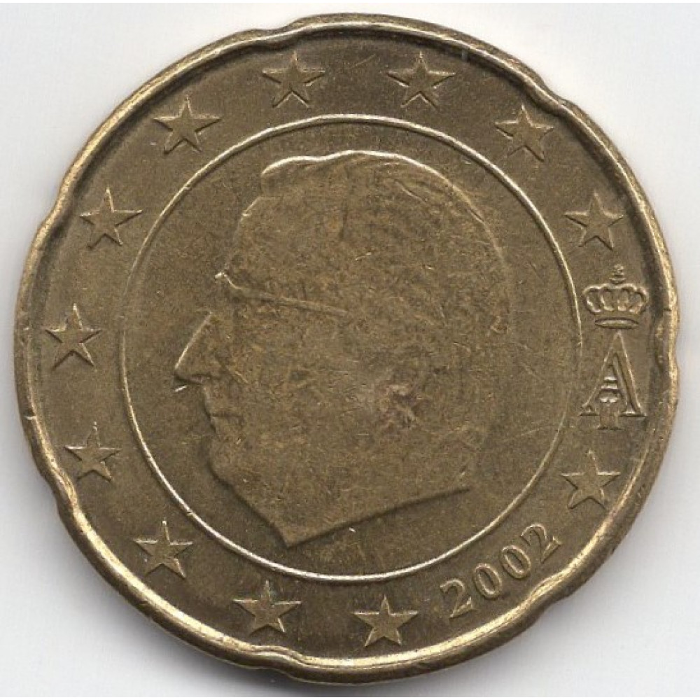 20 евроцентов 2002 Бельгия - 20 euro cents 2002 Belgium, из оборота