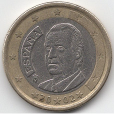1 евро 2002 Испания - 1 euro 2002 Spain, из оборота