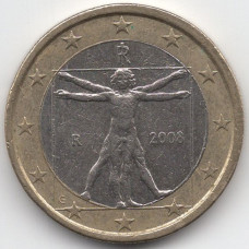 1 евро 2008 года Италия - 1 euro 2008 Italy, из оборота