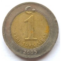 1 новая лира 2005 Турция - 1 new lira 2005 Turkey, из оборота