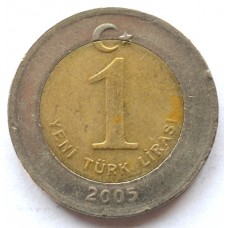 1 новая лира 2005 Турция - 1 new lira 2005 Turkey, из оборота