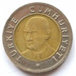1 новая лира 2005 Турция - 1 new lira 2005 Turkey, из оборота