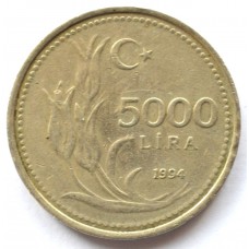 5000 лир 1994 Турция - 5000 lira 1994 Turkey, из оборота