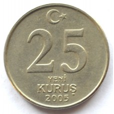 25 новых куруш 2005 Турция - 25 new kurush 2005 Turkey, из оборота